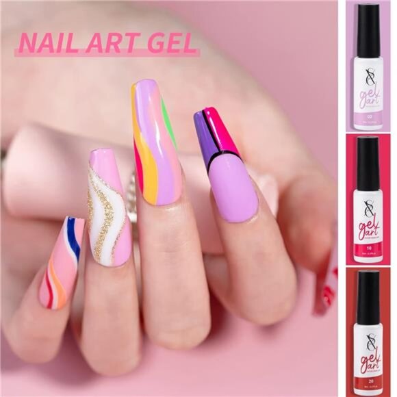 Cosmetics 24-Color Gel Liner Set for Nail Art - With Built-in Thin Brush - Picture 6 of 7
